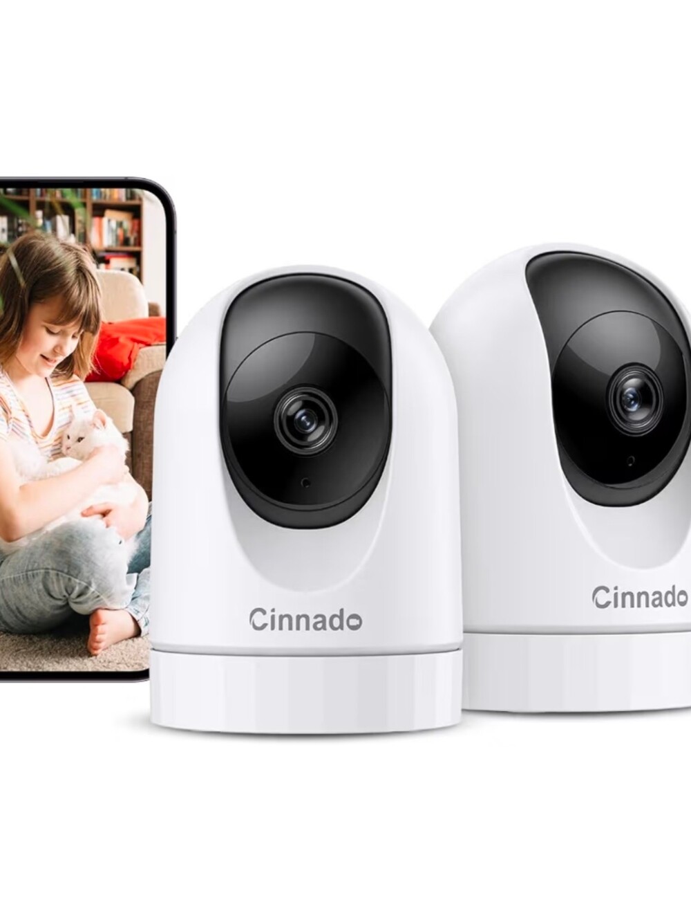 Cinnado D1 2K Indoor Security Camera 2-Pack | Alexa | 360° WiFi | New